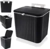 A collage of images showing a black trash can with a white lid and handle from different angles, including one with the lid open. Anteprima dell’immagine prodotto