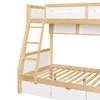 Close-up view of a wooden bunk bed with white panels and a ladder. Produktbild-Vorschau
