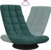 A dark green floor chair shown from a slightly elevated angle, with a faded duplicate of the chair to the right indicating 360-degree rotation. A circular arrow graphic with '360°' text is positioned above the chair. Produktbild-Vorschau