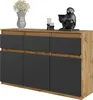 A sideboard with three drawers and three doors, displayed against a white background. Produktbild-Vorschau