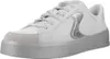 A single white sneaker with silver accents and a silver sole is shown against a white background. Produktbild-Vorschau
