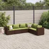 vidaXL 6-tlg. Garten-Lounge-Set mit Kissen Braun Poly Produktbild-Vorschau 2