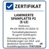 A certification document for laminated particleboard. Produktbild-Vorschau