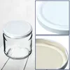 A collage of images showing a glass jar with a white lid, with close-ups of the lid. Produktbild-Vorschau