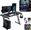 A collage of images showcasing a gaming desk setup with various accessories. Produktbild-Vorschau