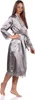 Damen Morgenmantel Kimono Satinrobe mit Spitze; Taupe/L Produktbild-Vorschau 2