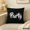 Huuraa Kissenbezug Party Schriftzug 40x40cm Black Baumwolle Produktbild-Vorschau 2