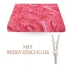 A product shot of a marble-patterned bedding item with text and a zipper illustration. Produktbild-Vorschau
