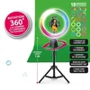 A ring light with a tripod and a phone holder, showcasing its features and accessories. Podgląd zdjęcia produktu