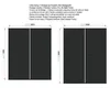 Two sets of black curtains are shown side-by-side with dimensions indicated. Produktbild-Vorschau