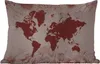 MuchoWow® Outdoor Kissen - Weltkarte - Blumen - Rot - 50x30 Produktbild-Vorschau 1