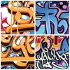 A collage of four close-up images of graffiti art, likely intended to showcase different sections or styles of a product. Produktbild-Vorschau