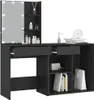 vidaXL LED-make-up tafel met kast, zwart, houtvezel Productafbeelding-voorbeeld 4