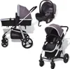 vidaXL Kočárek 3 v 1 Aluminium Grey and Black Náhled obrázku produktu 2