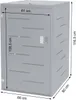 A 3D rendering of a gray metal trash can enclosure with dimensions indicated. Podgląd zdjęcia produktu