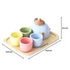 Set da tè in legno per bambini con vassoio e tazze, set da Anteprima dell’immagine prodotto 6