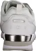 The back view of a white Skechers sneaker. Voir les images du produit