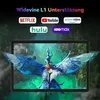 A tablet displaying a fantasy scene with streaming service logos and text about Widevine L1 support. Produktbild-Vorschau