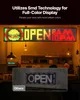 A digital LED sign displaying 'OPEN' and a burger graphic, hanging in a dimly lit establishment. Produktbild-Vorschau