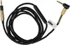 A black audio cable with gold connectors is laid out on a white background. Produktbild-Vorschau
