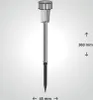 A single solar garden stake light is shown against a light gray background. Dimensions are indicated with arrows and text. Produktbild-Vorschau