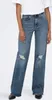 Straight Leg Denim Jeans High Waist Schlag Hose Weites Bein Produktbild-Vorschau 1