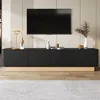 Meuble TV Merax bas à 4 portes et étagères, meuble TV avec Voir les images du produit 1