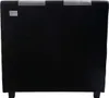 A black headboard with silver accents at the top, shown from the front. Produktbild-Vorschau