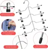 Collage of images showing a multi-tiered hanger with clips, with close-ups of the clips and construction. Produktbild-Vorschau
