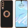 A split image showing the back and front of a smartphone case and the smartphone it is designed for. Produktbild-Vorschau