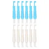 A top-down view of two rows of plastic needle threaders against a white background. Produktbild-Vorschau