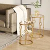 HOMCOM Tables gigognes Lot de 2 Tables Basses Rondes Design Voir les images du produit 2