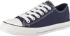 A single navy blue canvas sneaker with white laces and a white sole is shown against a white background. Produktbild-Vorschau