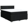 A black boxspring bed with a white mattress and topper, shown from a side angle against a white background. Produktbild-Vorschau