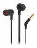 A pair of black JBL in-ear headphones with an orange accent and a gold-plated 3.5mm audio jack are displayed against a white background. Anteprima dell’immagine prodotto