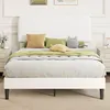 HOMCOM Bett 140x200 cm Bettgestell mit gepolstertem Produktbild-Vorschau 2