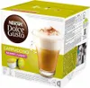 A box of Nescafé Dolce Gusto Cappuccino light coffee capsules, with a depiction of a prepared cappuccino and two capsules. Produktbild-Vorschau