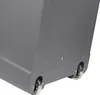 A close-up view of the bottom of a gray cooler box, showing two clear wheels. Náhled obrázku produktu