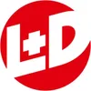 A red circle with white letters L and D and a white cross in the middle. Produktbild-Vorschau