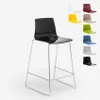 A black bar stool with a chrome frame is shown against a white background. To the right, a collage of other bar stools in different colors is displayed. Voir les images du produit