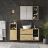 A modern bathroom vanity with a sink, mirror cabinet, and storage units. Náhled obrázku produktu