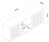 Isometric view of a wall-mounted shelf with dimensions indicated by text and arrows. Produktbild-Vorschau