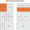 A collage of diagrams showing different size combinations. Voir les images du produit
