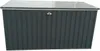 A dark gray metal storage box with a silver lid is shown against a white background. Produktbild-Vorschau