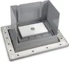 A close-up, angled view of a light gray plastic skimmer insert with a white foam block inside, set against a white background. Produktbild-Vorschau