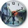 Wanduhr - Rund - Glasuhr - Frau Straße Haus - 30x30cm - Produktbild-Vorschau 1