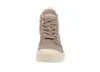 A single brown Palladium ankle boot with white trim and laces, shown from the front on a white background. Produktbild-Vorschau