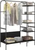 A clothing rack with clothes and folded items on shelves. Náhled obrázku produktu