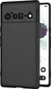 A black phone case is shown next to a smartphone. Produktbild-Vorschau
