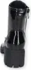 A black patent leather boot with a thick sole, shown from the back. Produktbild-Vorschau